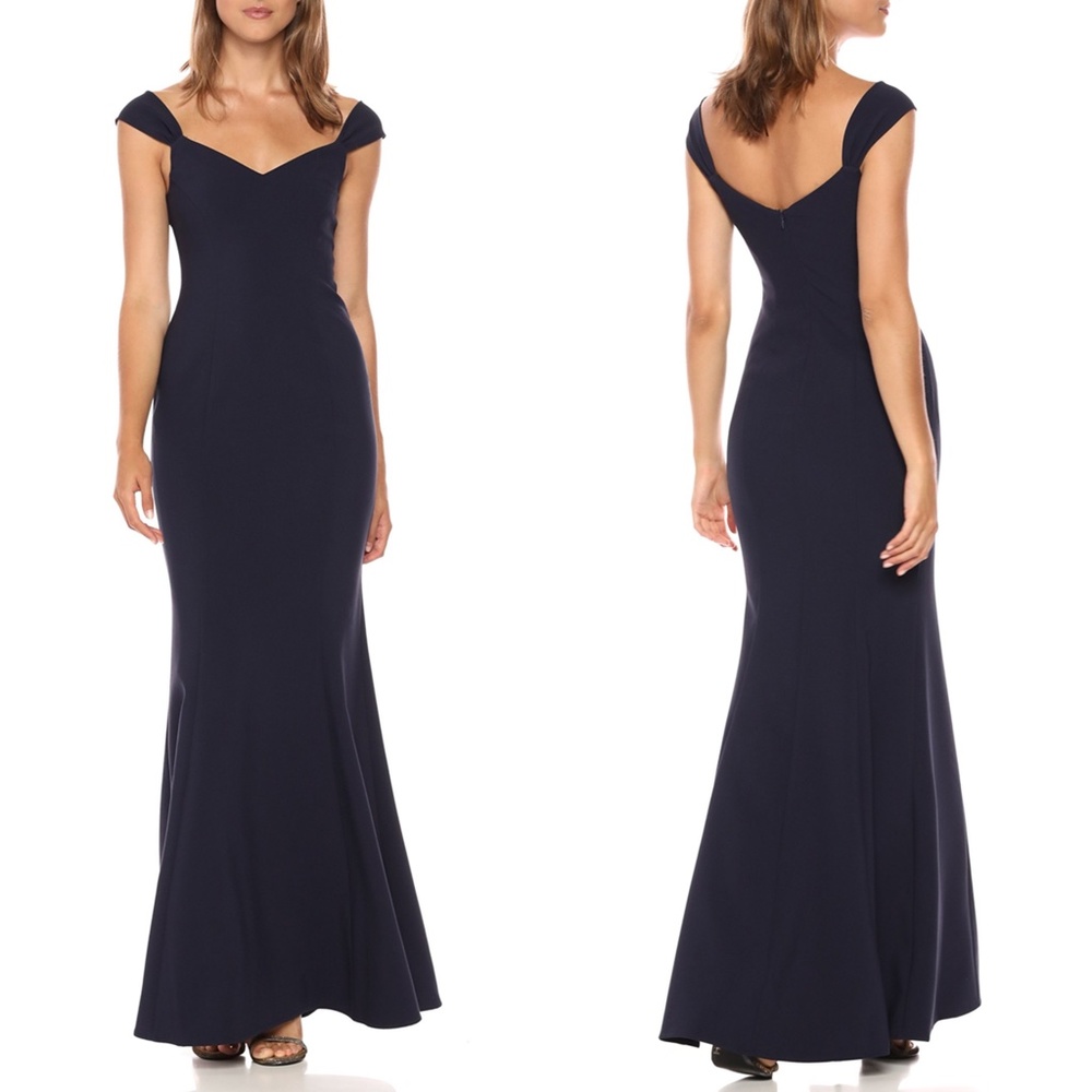 NEW LIKELY Navy NATALIA Princess Seams BRIDESMAID Evening Dress MERMAID GOWN 10